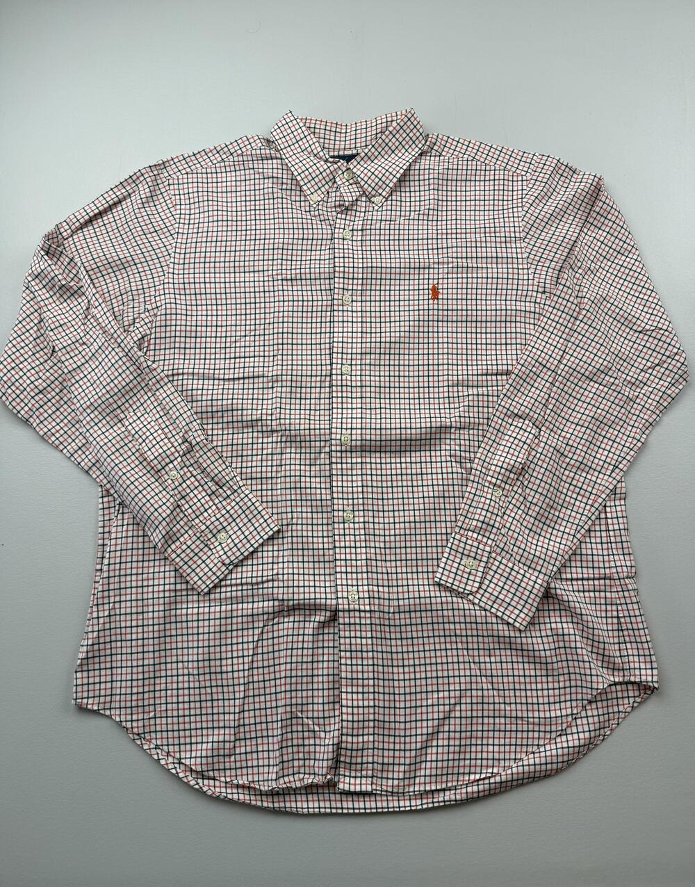 Ralph Lauren Shirt Mens Large Red Check Long Sleeve Button Down Classic Casual
